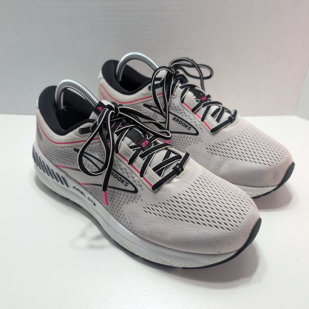 Brooks Ariel GTS 23 Running Shoes Oyster Black Pink Women's 10